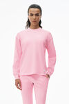 alexander wang unisex long sleeve in cotton waffle thermal  light pink