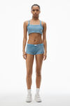 Alexander Wang washed blue boy short in waffle-knit cotton stretch