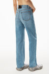 alexander wang jeans ez con logo in rilievo a gamba dritta in denim vintage light indigo