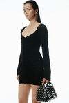 Alexander Wang black ruched long-sleeve minidress