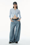 Alexander Wang ariel blue kurzer cardigan aus viskose mit logostickerei