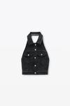 Alexander Wang grey aged halter top in comfort stretch denim