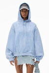 Alexander Wang washed pale blue puff logo hoodie in structured terry