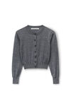 alexander wang 超细美利奴羊毛徽标短款开衫 charcoal melange