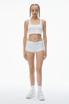 Alexander Wang white crystal hotfix cropped camisole in waffle knit