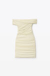 alexander wang off-shoulder mini dress in faux suede tender yellow