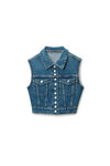 Alexander Wang deep blue cropped trucker vest in comfort-stretch denim