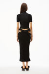alexander wang ruched mock neck top in stretch jersey black