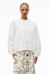 alexander wang puff logo sweatshirt in structured terry   white