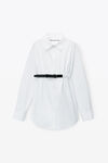 alexander wang button down belted tunic in cotton white