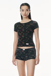 Alexander Wang washed black multi 花卉图案低圆领 t 恤