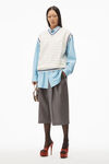 alexander wang tunic v-neck vest in compact cotton off white/marine