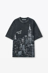 Alexander Wang washed black black ny skyline crystal hotfix t-shirt