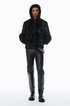 Alexander Wang black unisex zip-up hoodie in calf hair