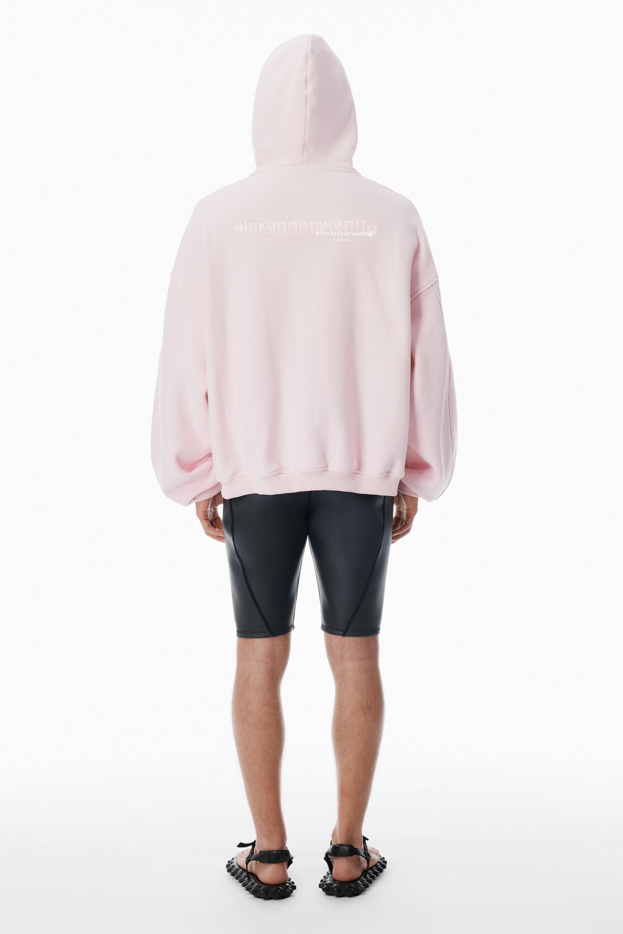 Pink Cotton Logo Zip-Up Hoodie in LIGHT PINK | alexanderwang®
