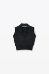Alexander Wang washed black black cotton-blend chenille logo polo
