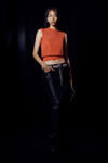 Alexander Wang fiery red mockneck tank in clear bead hotfix