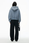 alexander wang puff logo hoodie in terry soft bluestone