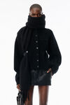 Alexander Wang black black wool-cotton draped back cardigan