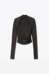 Alexander Wang washed charcoal haut froncé en jersey effet daim