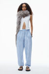 Alexander Wang washed pale blue puff logo sweatpant in structured terry