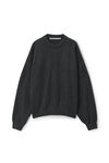 Alexander Wang charcoal melange crystal hotfix crewneck pullover in wool-cashmere