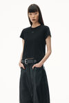 alexander wang puff logo shrunken tee in cotton jersey   black