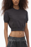 Alexander Wang grey t-shirt en maille côtelée avec logo en relief