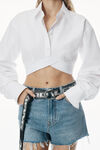 Alexander Wang white cropped shirt in organic cotton with logo elastic