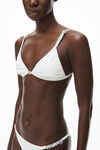 alexander wang diamante logo bikini top in jersey snow white