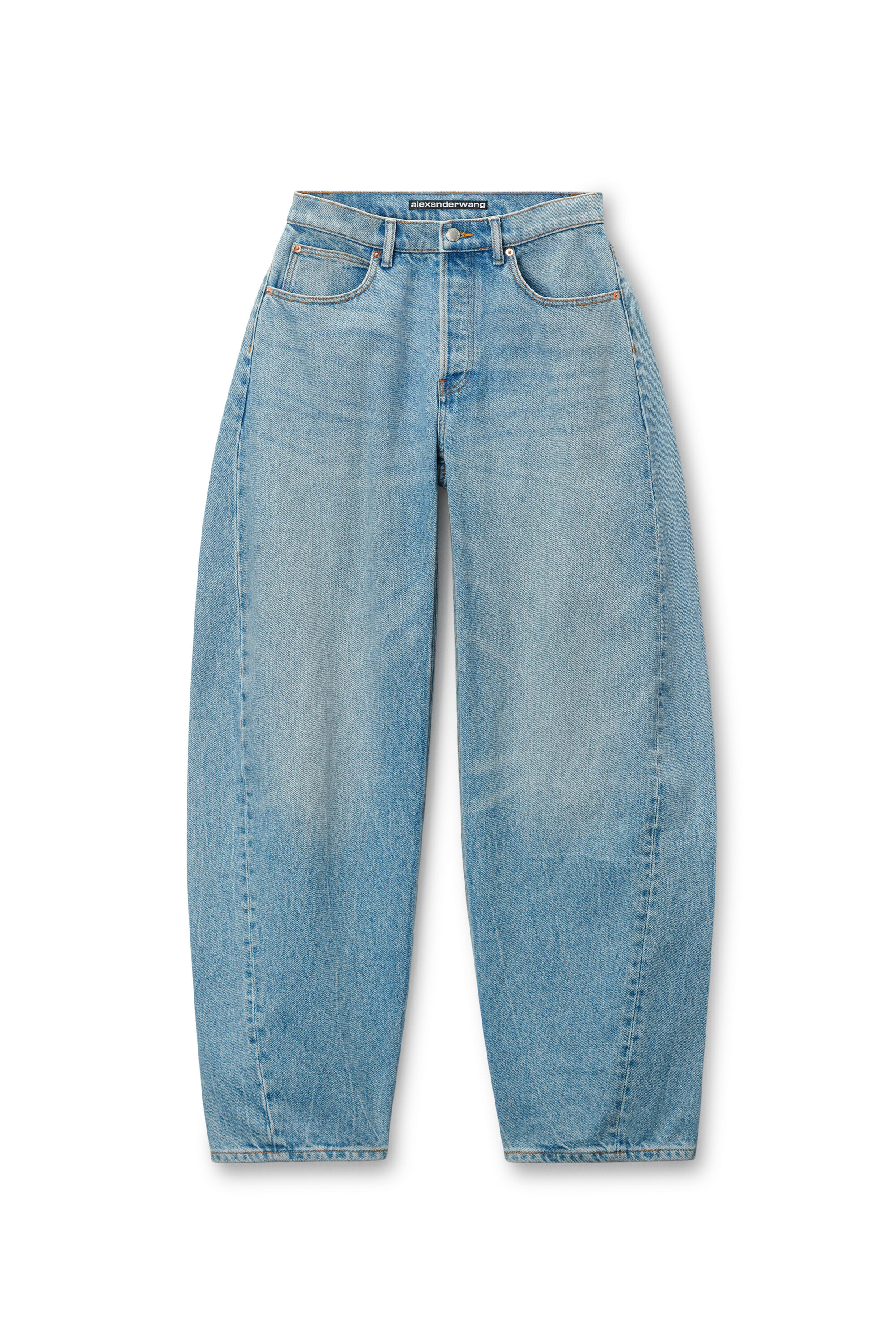 【alexander wang】ロゴ エンボス ミッドライズ ジーンズ Oversized Rounded Mid-Rise Jeans in CLASSIC LIGHT INDIGO