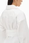 alexander wang ruched bandeau shirt in compact cotton bright white