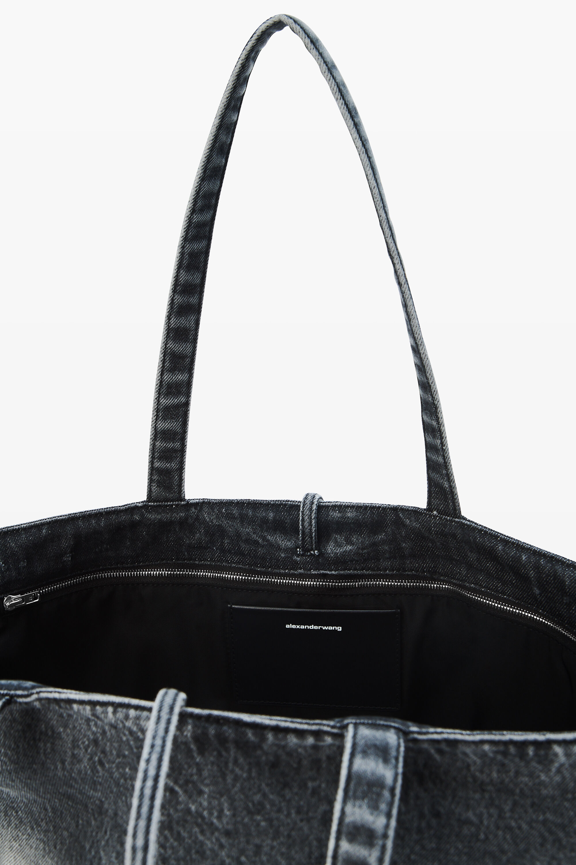 Denim Punch Large Tote in LIGHT GREY AGED / SILVER | alexanderwang®