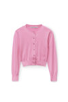 Alexander Wang candy pink スーパーファインメリノ ロゴ入りクロップドカーディガン