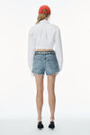 Alexander Wang white cropped shirt in organic cotton with logo elastic