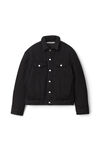 PADDED TRUCKER JACKET IN WASHED BLACK DENIM