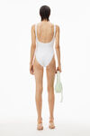 alexander wang bodysuit in textured jacquard jersey white