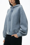 alexander wang puff logo hoodie in terry soft bluestone