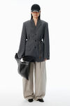 Alexander Wang dark grey melange grauer blazer aus wollmischgewebe mit unversäuberten kanten
