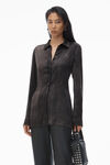 Alexander Wang washed charcoal crystal hotfix slim-fit shirt