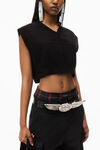 Alexander Wang black logo embossed cropped vest in soft chenille
