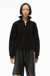 alexander wang half zip pullover in boiled wool black