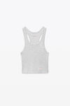 alexander wang cropped racerback tank in ribbed jersey light heather grey