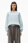 Alexander Wang ariel blue logo embossed ribbed pullover in soft chenille