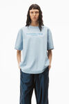 alexander wang t-shirt a maniche corte con logo imbottito in jersey compatto light blue heather