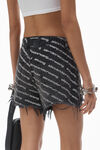 alexander wang bite logo short in grey aged denim grey aged/white