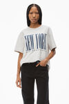alexander wang ny puff graphic tee in compact jersey light heather grey