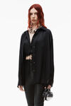 alexander wang double layered top in silk  black