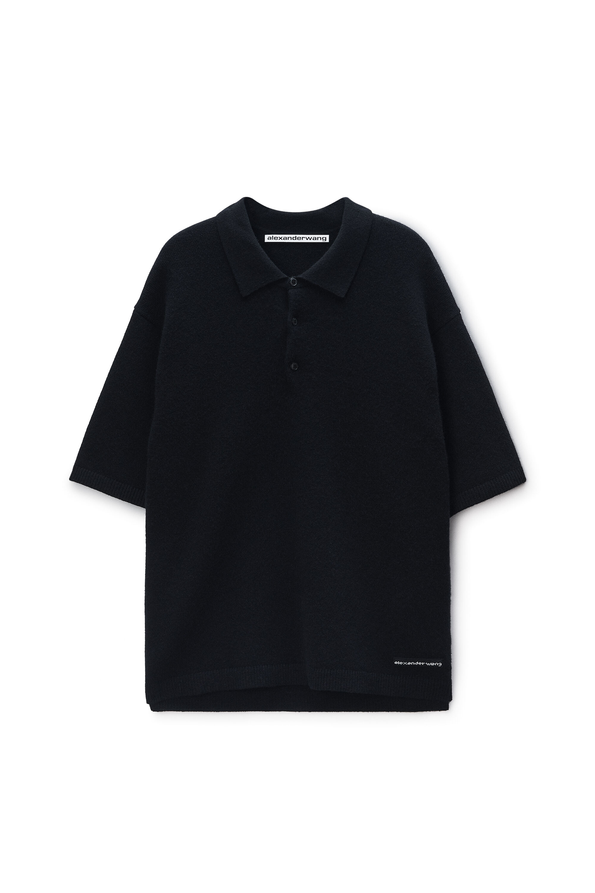 Wool Polo Shirt in BLACK | alexanderwang®