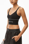 Alexander Wang black logo elastic bra in ribbed jersey